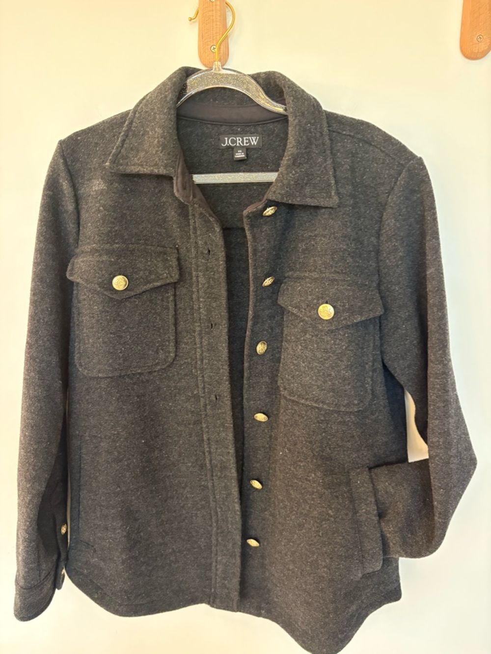 J Crew charcoal grey wool shacket